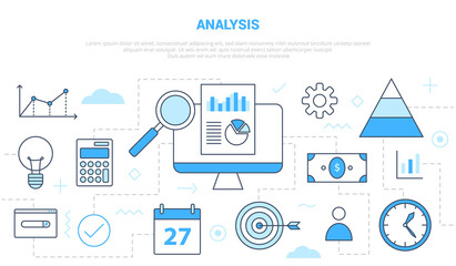 business analysis concept with various icon line like graph and chart research with modern line style