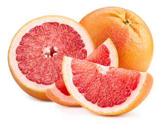 Grapefruit full macro shoot food ingredient on white isolated