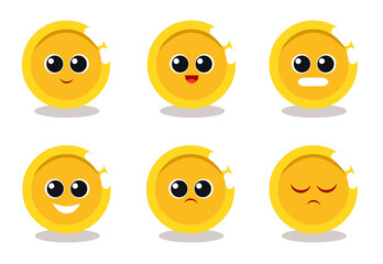 Coin cent funny, happy, set