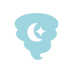 slang bubble concept, blue cloud with moon and star icon, line fill style