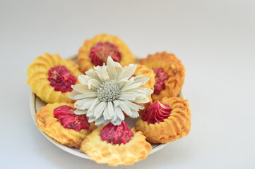 cake with strawberry jam