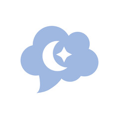 slang bubble concept, cloud bubble with moon and star icon, line fill style