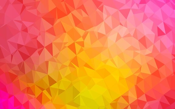 Light Pink, Yellow vector abstract mosaic pattern. Triangular geometric sample with gradient.  Brand new design for your business.