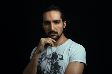 A suspicious look. The guy shows the 