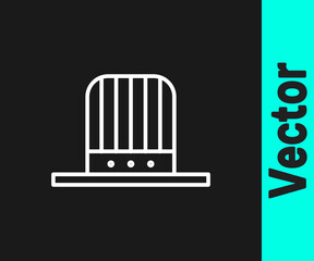 White line Patriotic American top hat icon isolated on black background. Uncle Sam hat. American hat independence day. Vector Illustration.