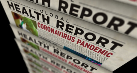 Covid-19 virus health report retro newspaper printing press
