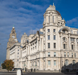 Obraz premium The Liverpool Waterfront (The Pier Head) also known as The Three Graces. UK