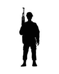 soldier military with rifle silhouette figure