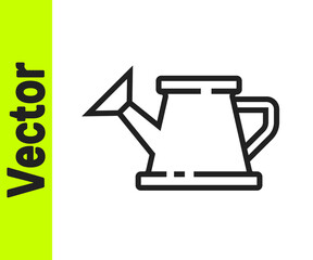 Black line Watering can icon isolated on white background. Irrigation symbol. Vector Illustration.