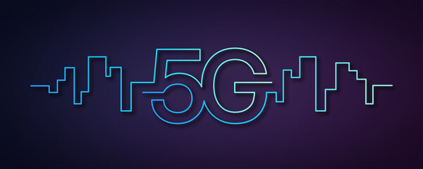 5G network wireless technology. Fifth generation of mobile internet. 5g technology, background and banner design. High speed internet, communication network concept