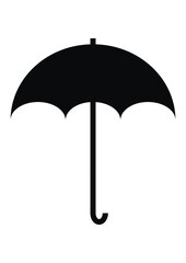 umbrella, black silhouette, vector icon