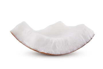 Slice of coconut isolated on white background  