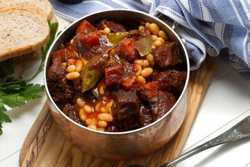 Homemade beef and white beans stew