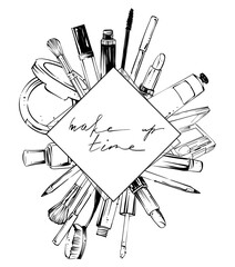 make up artist cosmetics banner, vector