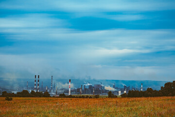 Fototapeta na wymiar panorama view of the factory Smoking pipes