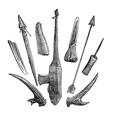Tierra del fuego archipelago: primitive tools and weapon of bone