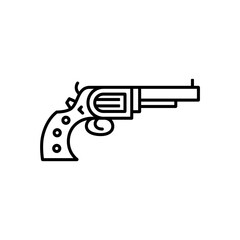 Weapon revolver, vector linear icon.