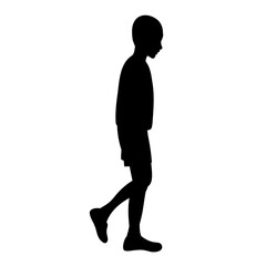 isolated, black silhouette of a child walking