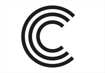 Letra c tripe sobre fondo blanco