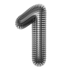 3d Metal wire isolated creative number 1