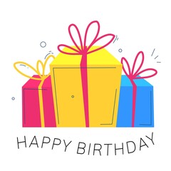 Vector creative bright holiday illustration with gift box with b