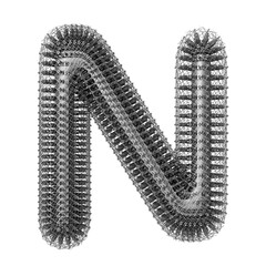 3d Metal wire isolated creative letter N