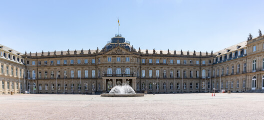 Fototapeta na wymiar view of the Neues Schloss castle and courtyard in the heart of downrtown Stuttgart