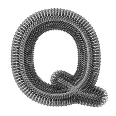 3d Metal wire isolated creative letter Q