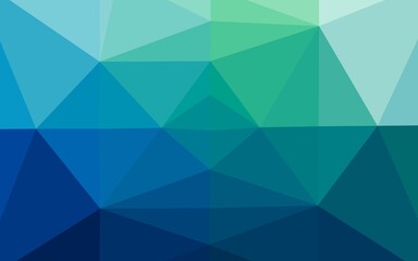 Dark Blue, Green vector shining triangular background. Geometric illustration in Origami style with gradient. New texture for your design.