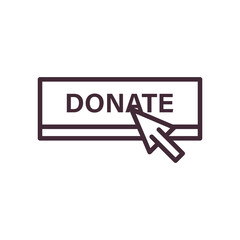 donate button with cursor arrow line style icon vector design