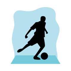 athletic man practicing soccer sport silhouette