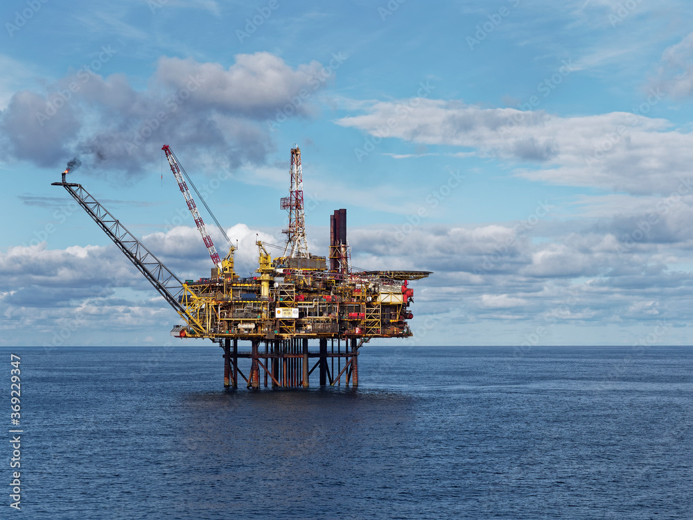 Wall mural the gannet a installation owned and operated by shell uk on a calm, warm summers day in the uk north
