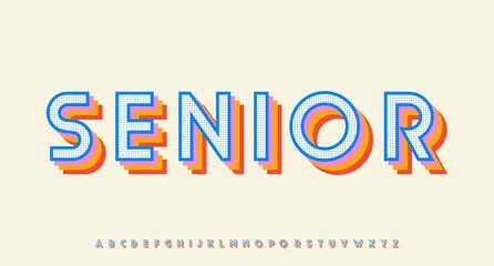 retro colorful alphabet vector