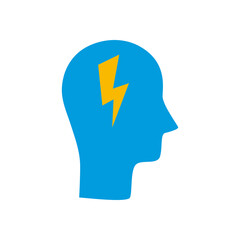 head with thunder line and fill style icon vector design