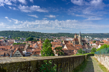 Fototapeta na wymiar high anlge view of the beautiful old town of Esslingen am Neckar
