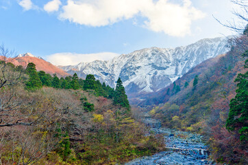 Fototapeta na wymiar A view of Daisen Mountain during lush foliage season, Tottori, Japan