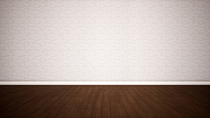 Concept or conceptual vintage or grungy brown background of natural wood or wooden old texture floor and concrete wall for contrast. A 3d illustration metaphor for time, material, solitude or rust