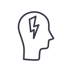 head with thunder line style icon vector design