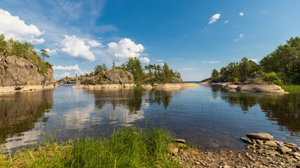 Ladoga skerries nature Park, Karelia, Russia. The island Honkasalo in august
