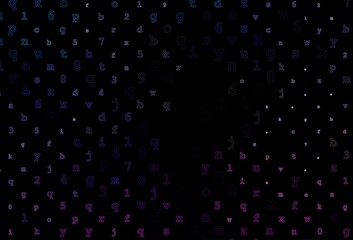 Dark Pink, Blue vector pattern with ABC symbols.