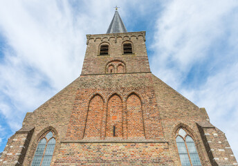 Fototapeta na wymiar Forefront of the picturesque late gothic church in Het Woudt, South Holland, The Netherlands