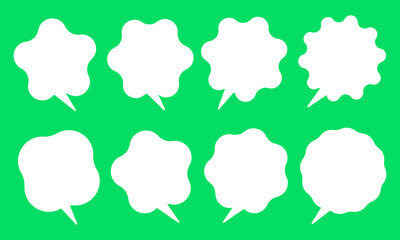 Set of speak bubble text, chatting box, message box outline cartoon vector illustration design. Balloon doodle style of thinking sign symbol.