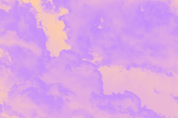 Light violet purple sky with fluffy big clouds, sky background