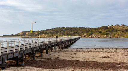 Fototapeta na wymiar The Granite Island Causeway located in Victor Harbor South Australia on August 3 2020