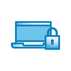 laptop with padlock line and gradient style icon vector design