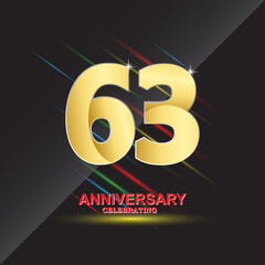63 anniversary logo vector template. Design for banner, greeting cards or print