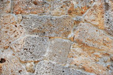 Ancient sandstone wall, masonry, stone texture