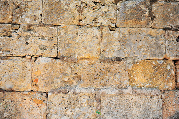 Ancient sandstone wall, masonry, stone texture