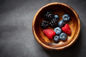 raspberry and blackberry on plate