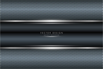 Metallic background.Blue and silver with perforated texture. Metal technology concept.